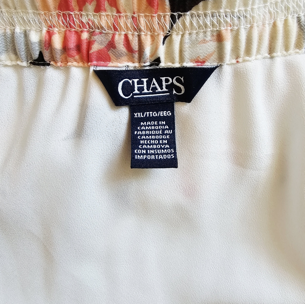 Chaps Pink and Red Pleated A-Line Midi Skirt - Picture 3 of 3